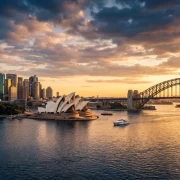 Sydney Australia skyline featuring the Sydney Opera House and Harbour Bridge for tourist visa destinations